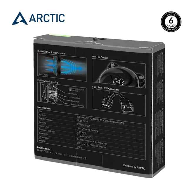 【Arctic】BioniX P120 12公分電競風扇  灰色(電競風扇/6年保)