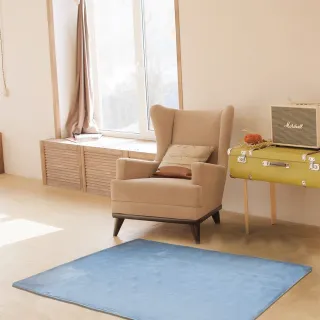 【特力屋】舒柔緹花素色地毯淺藍100x160cm
