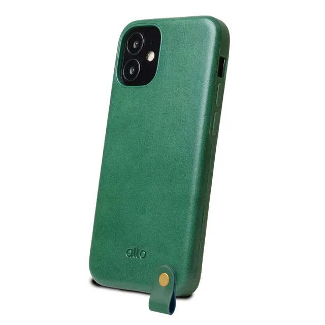 【Alto】iPhone 12 Mini Anello 360系列 5.4吋 頸掛式真皮防摔手機殼 - 森林綠(附頸掛繩)