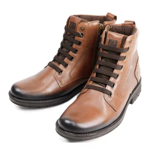 【PEGADA】經典時尚亮面真皮中筒靴 棕色(181302-BR)