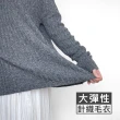 【RH】長版連帽彈性針織毛衣(韓版雙色大彈性毛料)