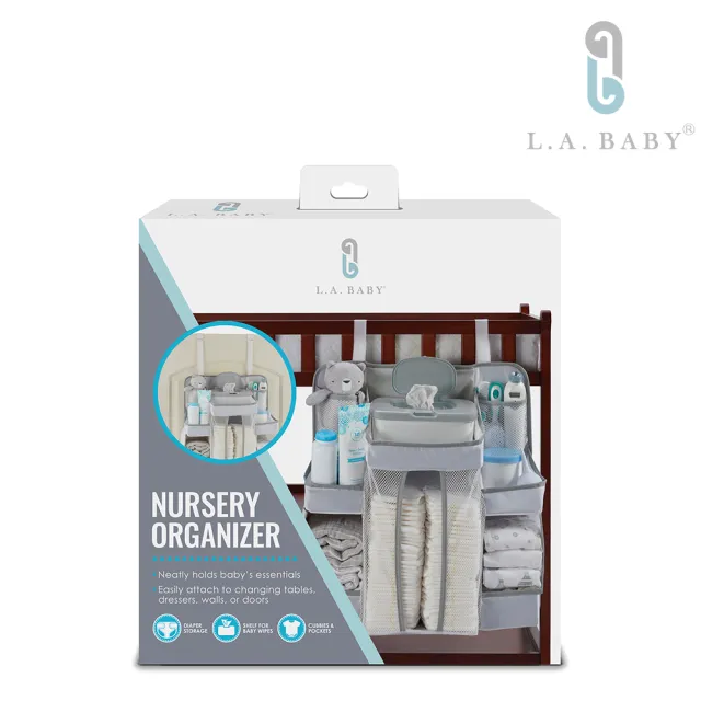 【L.A. Baby】大容量置物 尿布多用途收納袋 多場域適用(白色 灰色)