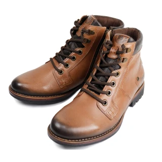 【PEGADA】個性時尚刷色牛皮中筒靴 棕色(180785-BR)