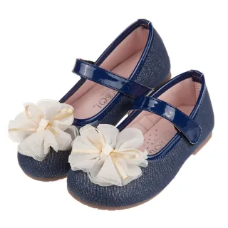 【布布童鞋】朵朵花朵牛仔深藍色兒童公主鞋(K0R028B)