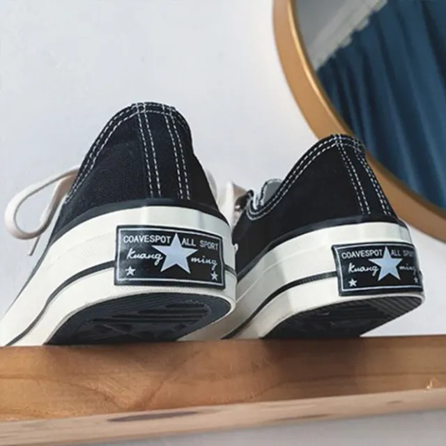 【X-INGCHI 帆布帆】大尺碼黑色復古低筒帆布鞋-NO.X0174