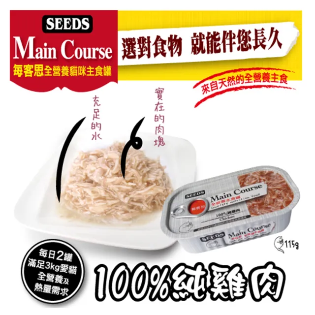 【Seeds 聖萊西】兩箱特惠-Main Course每客思主食罐115g-24罐x2(惜時貓罐)