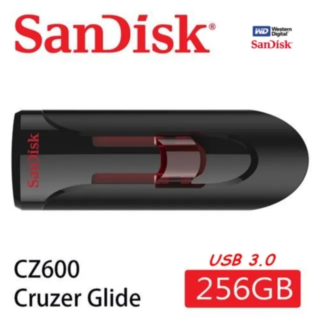 【SanDisk 晟碟】全新版 USB3.0 256GB  亮紅高速隨身碟 原廠平輸 滑動伸縮接埠(原廠5年有限保固)