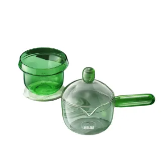 【RELEA 物生物】330ml浮光彩玻工藝耐熱玻璃品茗泡茶壺-附濾網墊(淺影綠)
