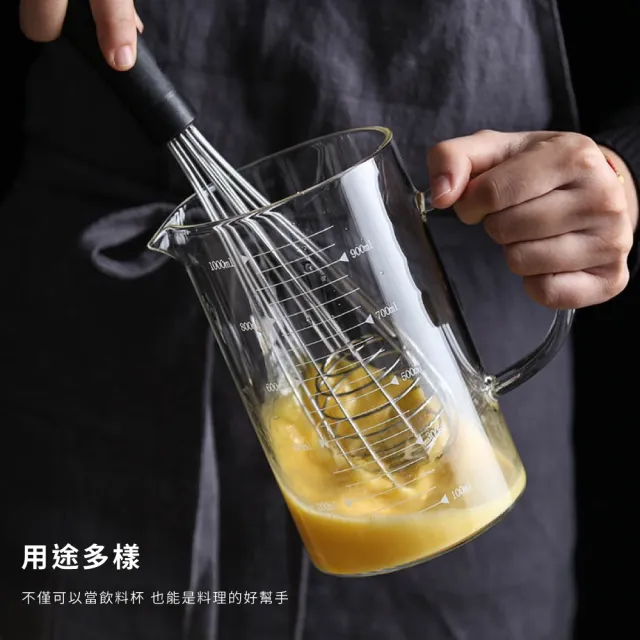 【手工吹製】簡約風玻璃量杯500ml(烘焙 水杯 杯子 燒杯 玻璃杯 公杯 刻度杯 量壺)