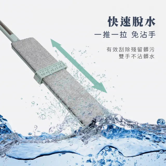 【莫菲思】直立式懶人免手洗乾濕兩用平板拖把(內附纖維布x2)