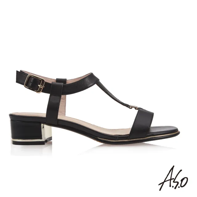 【A.S.O 阿瘦集團】健步美型時尚簡約鑽釦涼鞋(黑)