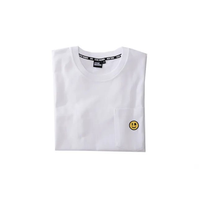 【STEVE MADDEN】純棉品牌微笑刺繡LOGO T-Shirt 短袖上衣(白色)