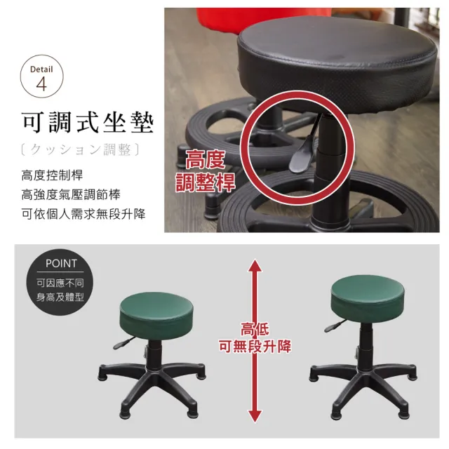 【A1】馬卡龍皮面圓型活動式舒適旋轉電腦椅/美容椅-附腳圈-箱裝出貨(4色可選-1入)