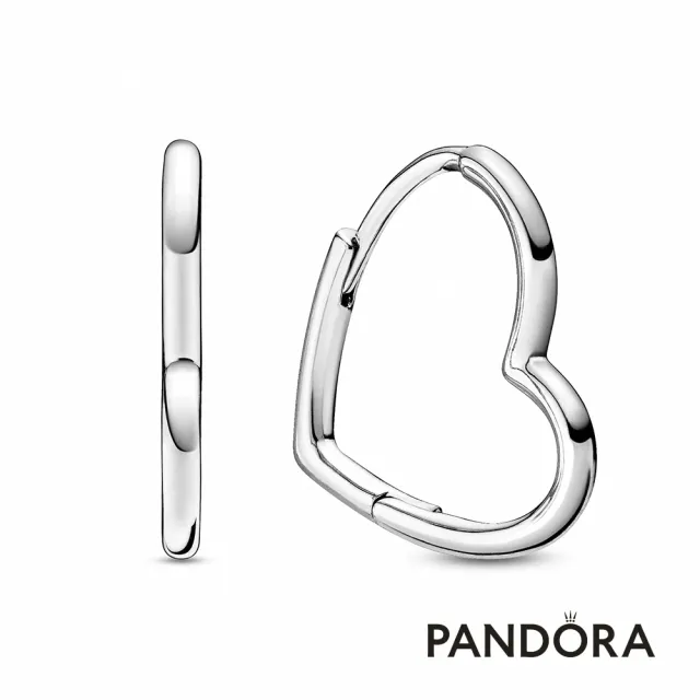 【Pandora官方直營】小型不對稱心型耳環圈