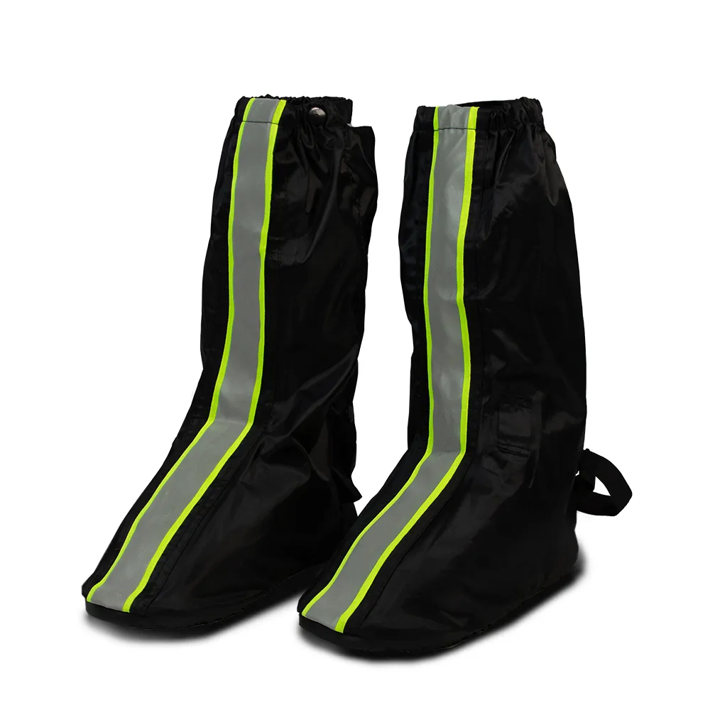 【TDN】加厚耐磨防水鞋套 吸盤式防滑反光厚底雨鞋套(全包覆式尼龍鞋套ET4975)