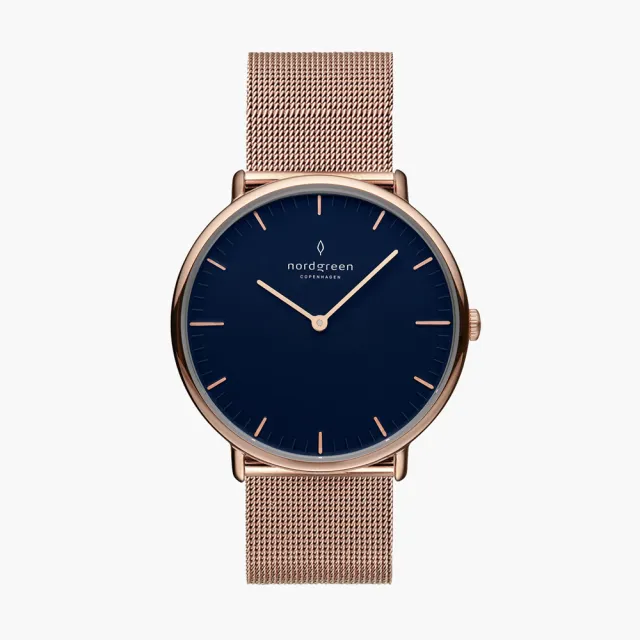 【Nordgreen】Native本真 藍面玫瑰金米蘭帶腕錶36mm  禮物  手錶(NR36RGMERONA)