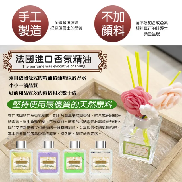 【QIDINA】春夏限定珪藻土擴香瓶 200ml x2入(加贈 彩色珪藻土擴香棒x3入)