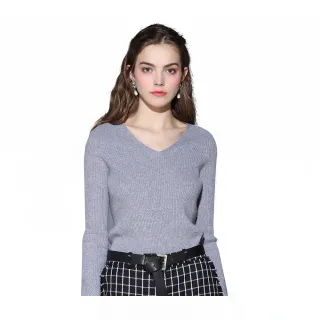 矜蘭妃-最新歐版天衣無縫V領修飾羊絨衫