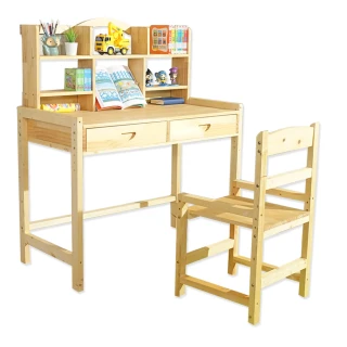 【LOGIS】多層架大地實木成長桌椅組(兒童桌椅 調整型桌椅)