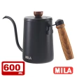 【MILA】木柄鶴嘴不鏽鋼手沖壺、細口壺-600ml-附專用溫度計(贈專用隔水墊)