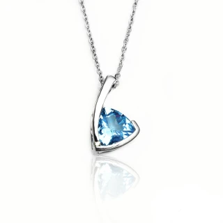 【大東山珠寶】11月份誕生石 瑞士藍3克拉 天然托帕石 14K白金項鍊(14K白金托帕石)