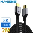 【HAGiBiS海備思】HDMI2.1鍍金接口高畫質8K影音傳輸線(2M)
