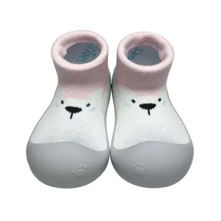 【BigToes】幼兒襪型學步鞋-粉紅北極熊(防滑嬰兒鞋 寶寶襪鞋 防滑膠底鞋)
