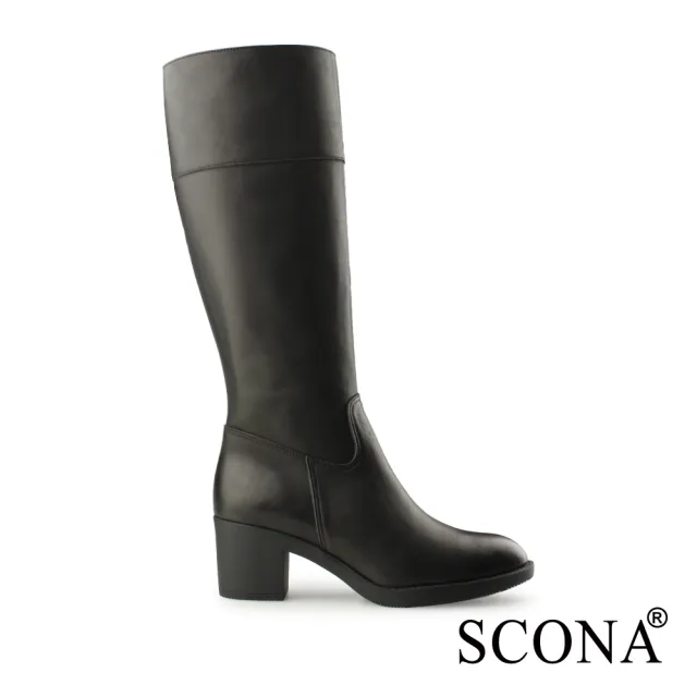 【SCONA 蘇格南】全真皮 簡約率性厚底長靴(黑色 8807-1)