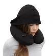 【Travelmall】專利3D按壓式充氣連帽頸枕(黑)