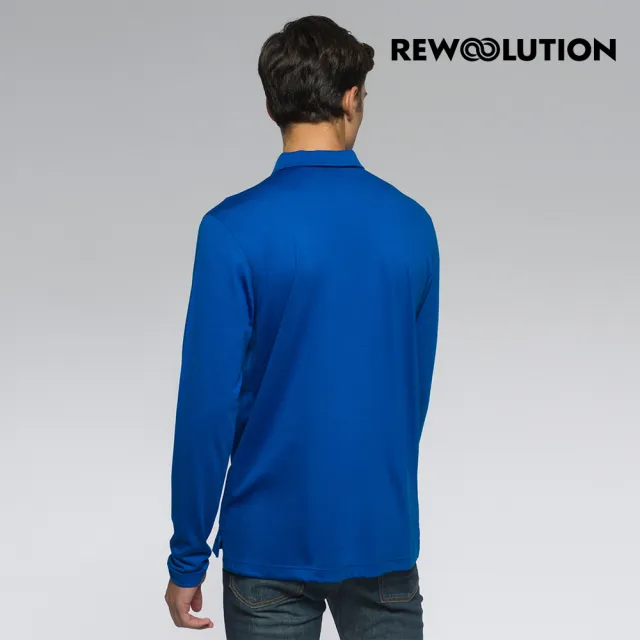 【Rewoolution】男INDY 190g長袖Polo衫[寶藍] REJB2MC30155(羊毛衣 長袖Polo衫 登山必備 吸濕排汗)