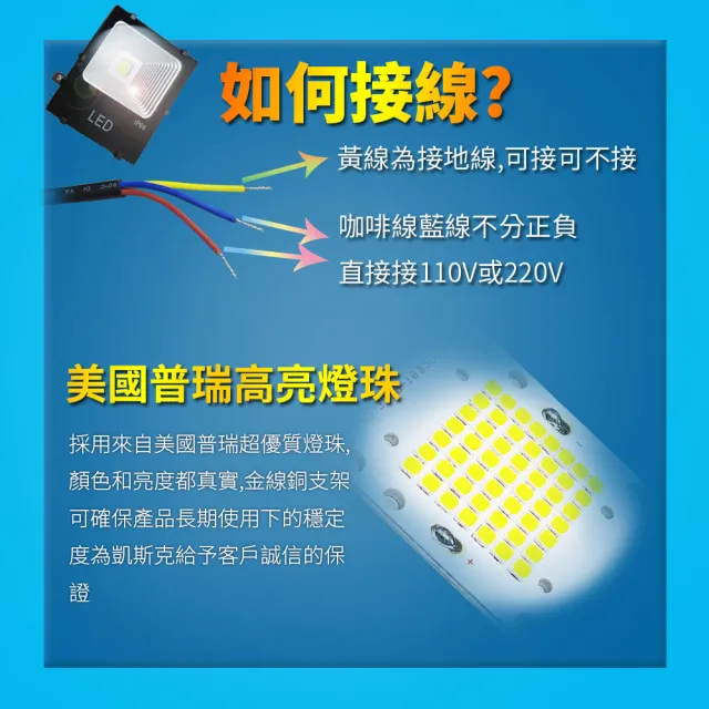 【KISS QUIET】質感黑-白光限定 200W LED投射燈/防水全電壓-1入(LED投射燈/防水投射燈/戶外燈具/投射燈)