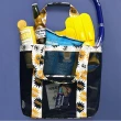 【E.City】韓版旅行網格沙灘包購物袋(加厚設計 強化收納)