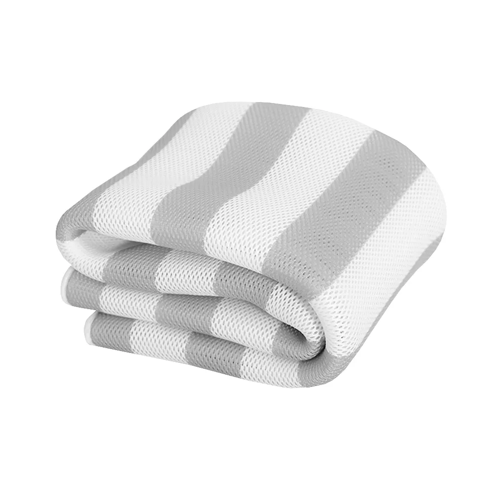 【Dr.Air 透氣專家】3D特厚強力透氣 涼墊 米白/灰白線條床墊 蜂巢式網布 可水洗(雙人5尺-兩色任選)