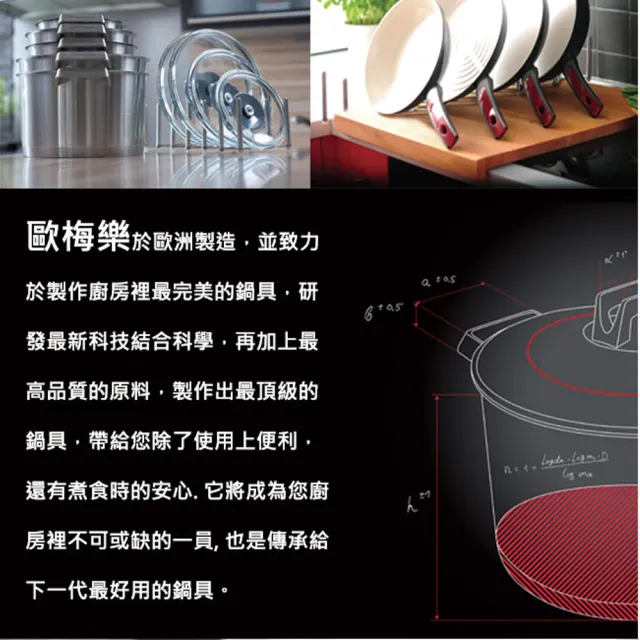 【Omehrzer 歐梅樂】黑鑽不沾單柄平煎鍋24cm(義大利製造)
