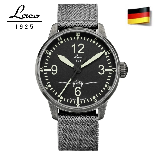 【Laco 朗坤】861901德國工藝 DC-3男錶 手錶 軍錶(自動機械錶 黑色 42MM)
