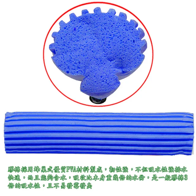 【月陽】台灣製造蜂巢式強吸水PVA膠棉拖把1+1拖把頭組(H610)