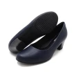 【WALKING ZONE】SUPER WOMAN系列 圓頭素面中跟淑女鞋上班鞋 女鞋(藍)