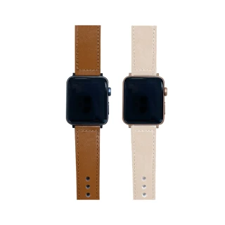 【DAYA】Apple Watch 1-9代/SE/Ultra 42/44/45/49mm 替換真皮皮革錶帶