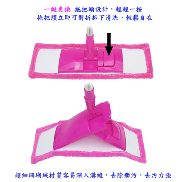 【月陽】超值2入加寬型超細珊瑚絨靜電除塵拖把平板拖把補充拖布(1018B2)