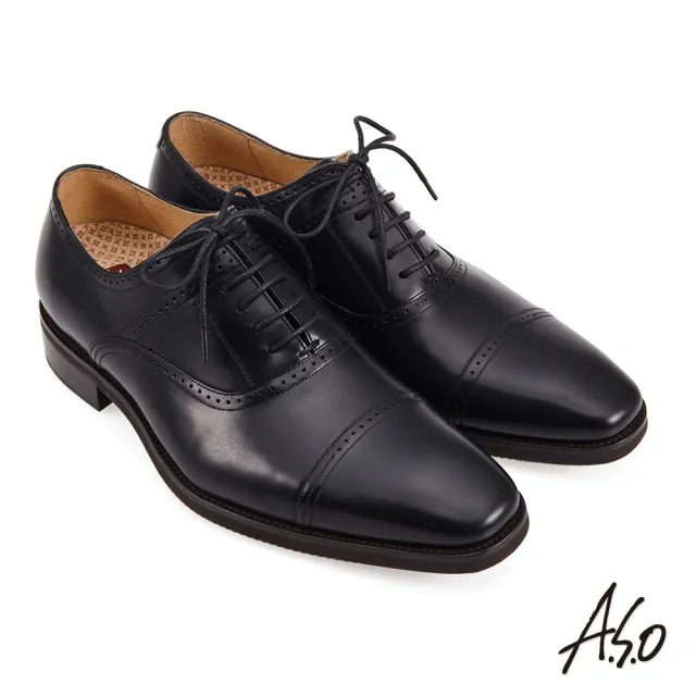 【A.S.O 阿瘦集團】活氧氣墊橫飾綁帶牛津紳士鞋(黑)