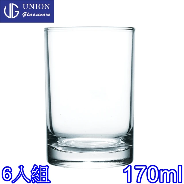【泰國UNION】簡約風玻璃附餐杯170cc(六入組)