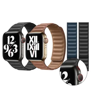 【kingkong】Apple Watch Series 8/7/6/5/4/SE/Ultra 通用 真皮皮革鏈紋錶帶 腕帶(iWatch替換錶帶)