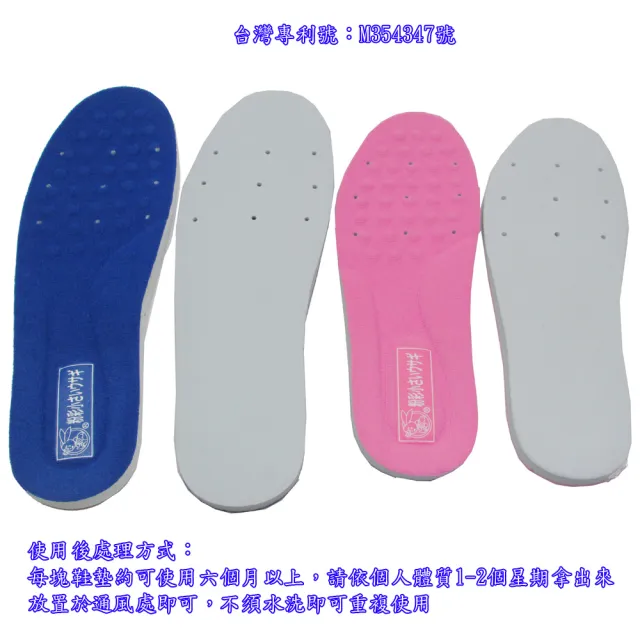 【月陽】超值2入台灣製造專利厚10mm乳膠通用型按摩可裁剪透氣減震鞋墊(2AC097)