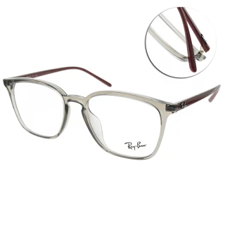 【RayBan 雷朋】光學眼鏡 時尚方框款(透灰-酒紅 #RB7185F 8083-54mm)