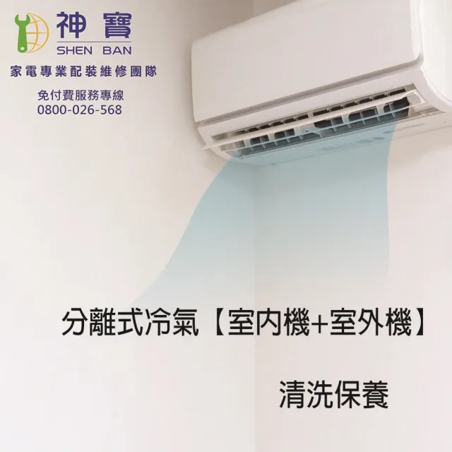 【SHENBAN】分離式冷氣室內機專業清洗消毒保養優惠券(壁掛式室內機+室外機一組)