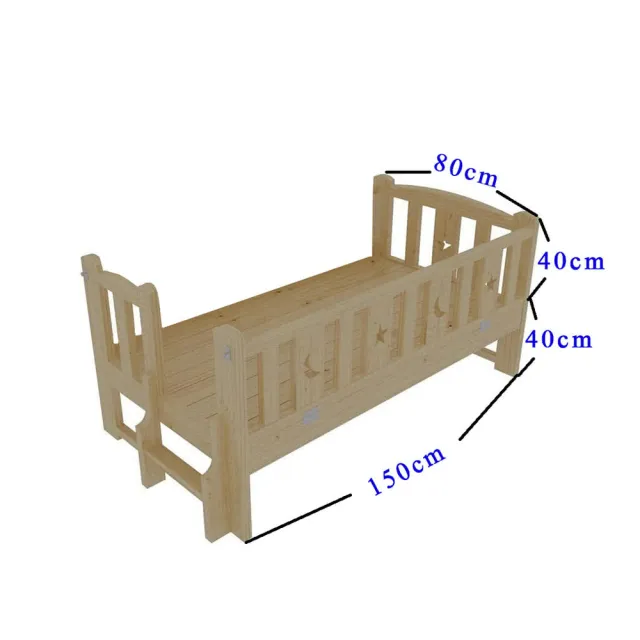 【HABABY】松木實木拼接床 三面有/無梯款 長150寬80高40+椰棕(延伸床、床邊床、嬰兒床、兒童床   B s)