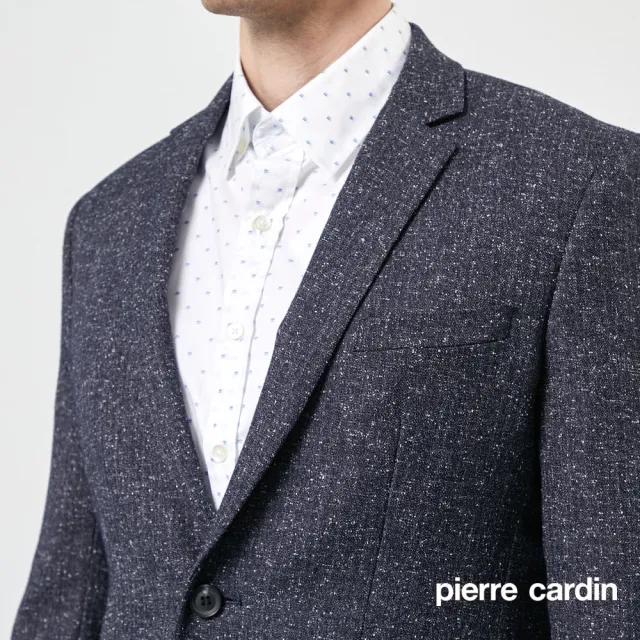 【pierre cardin 皮爾卡登】商務休閒 男款 時尚簡潔休閒西裝外套-深藍色(5205571-39)