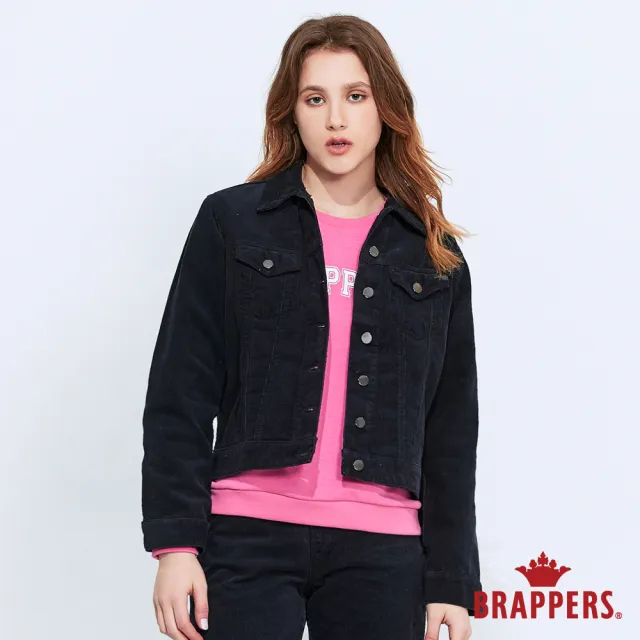 【BRAPPERS】女款 BOY FRINED外套系列-中寬版條絨外套(丈青)