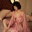 【BoBo 女人香】刺繡花邊絲綢長袖綁帶睡袍浴袍居家服-4件式
