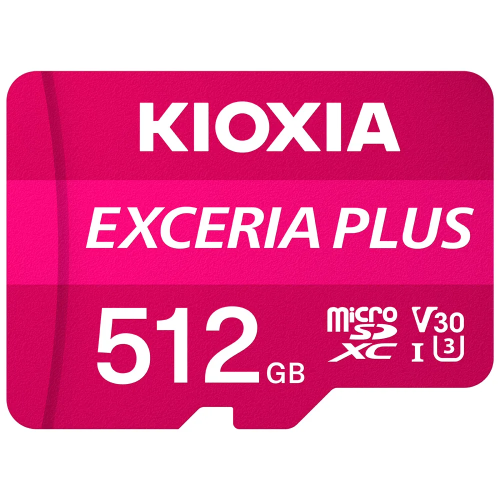 【KIOXIA  鎧俠】EXCERIA PLUS Micro SDXC UHS-I U3 V30 A1 512GB 記憶卡(台灣製造 / 附轉卡)